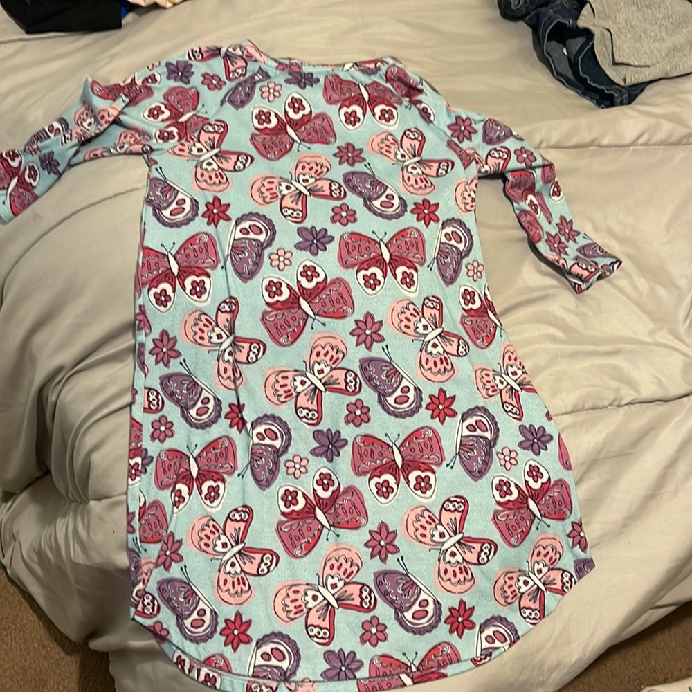 Blue night gown with purple butterflies